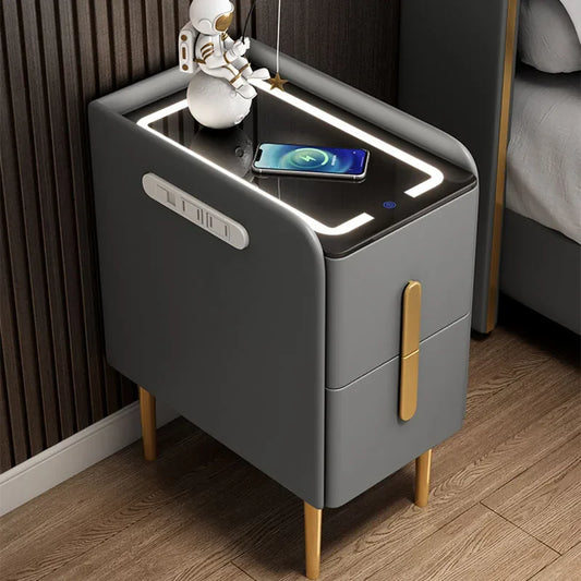Wireless Charging Modern Wooden Nightstand with Drawer